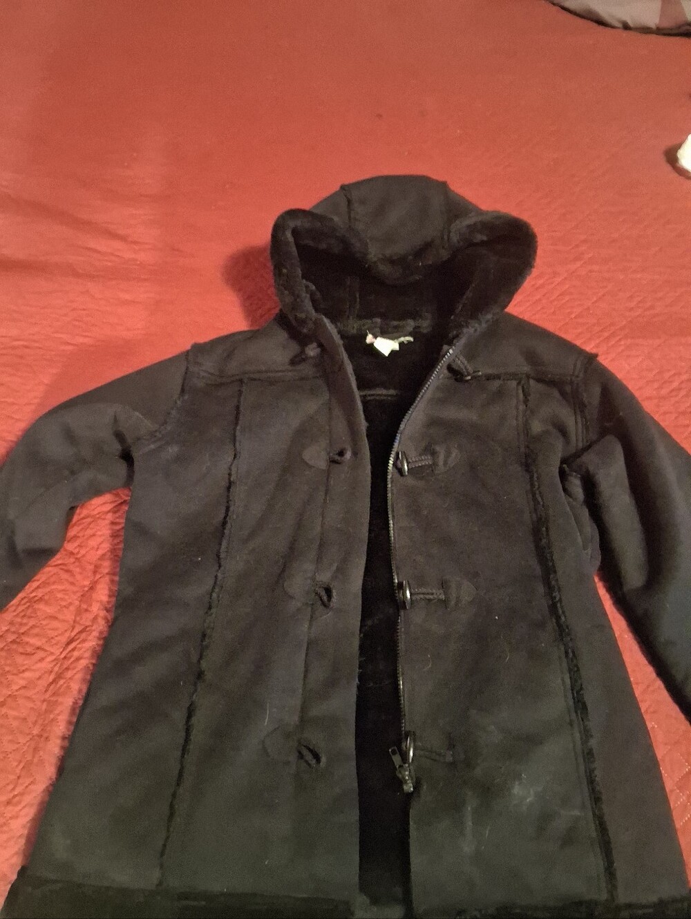 Christe Brooks Black Hooded Duffle Coat